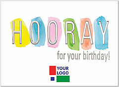 Watercolor Hooray Logo Card D1665U-4W